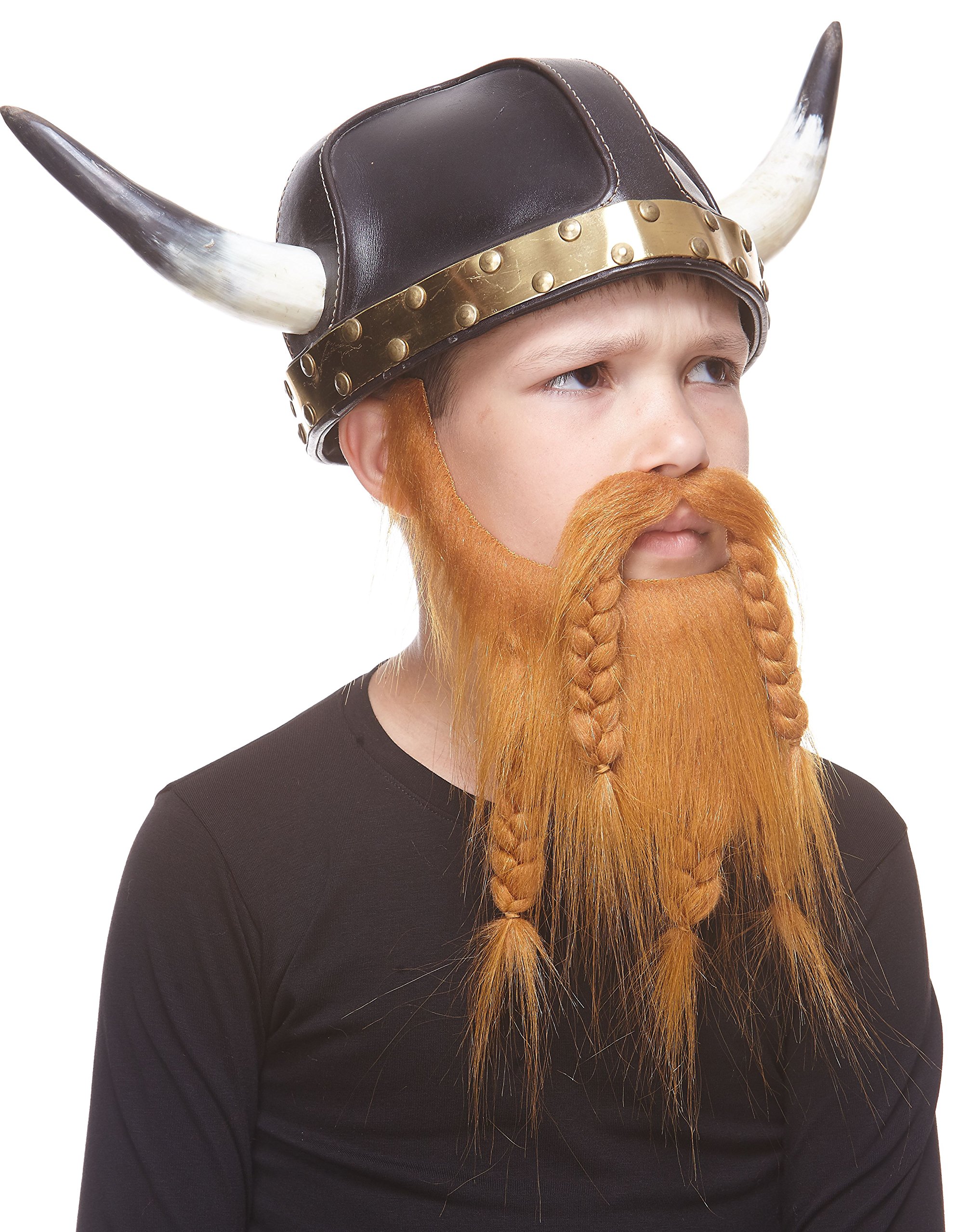 Mustaches Fake Beard, Self Adhesive, Novelty, Small Viking Dwarf False Facial Hair, Costume Accessory for Kids, Ginger Color - Image 3