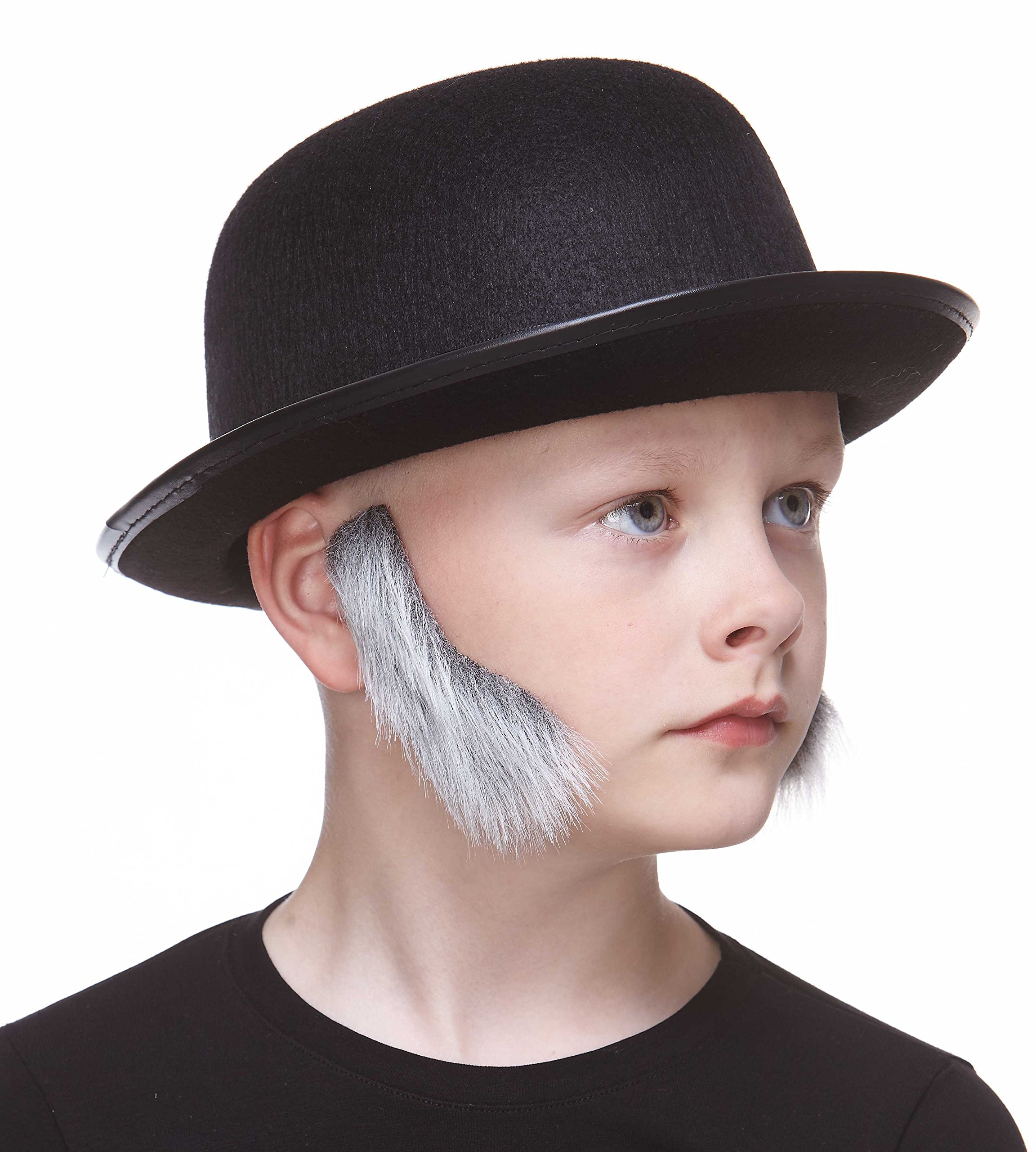 Mustaches Fake Sideburns, Self Adhesive, Novelty, Small False Mutton Chops, Facial Hair, Old Man Costume Accessory, Gray with White Color - Image 5