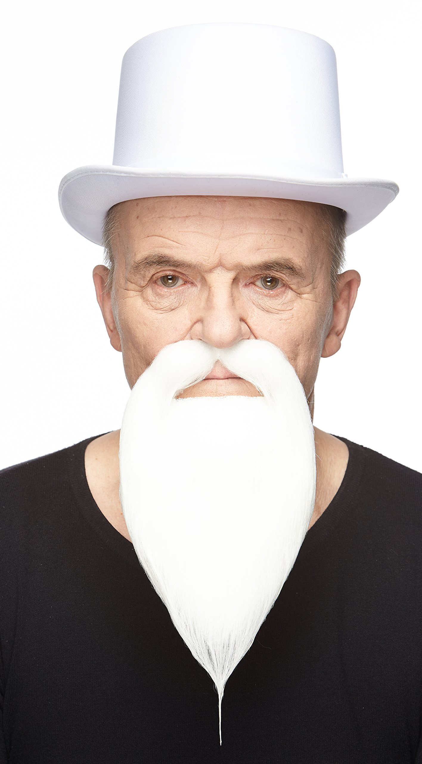 Mustaches Self Adhesive Fake Beard, Novelty, Philosopher False Facial Hair, Costume Accessory for Adults, White Color - Image 3