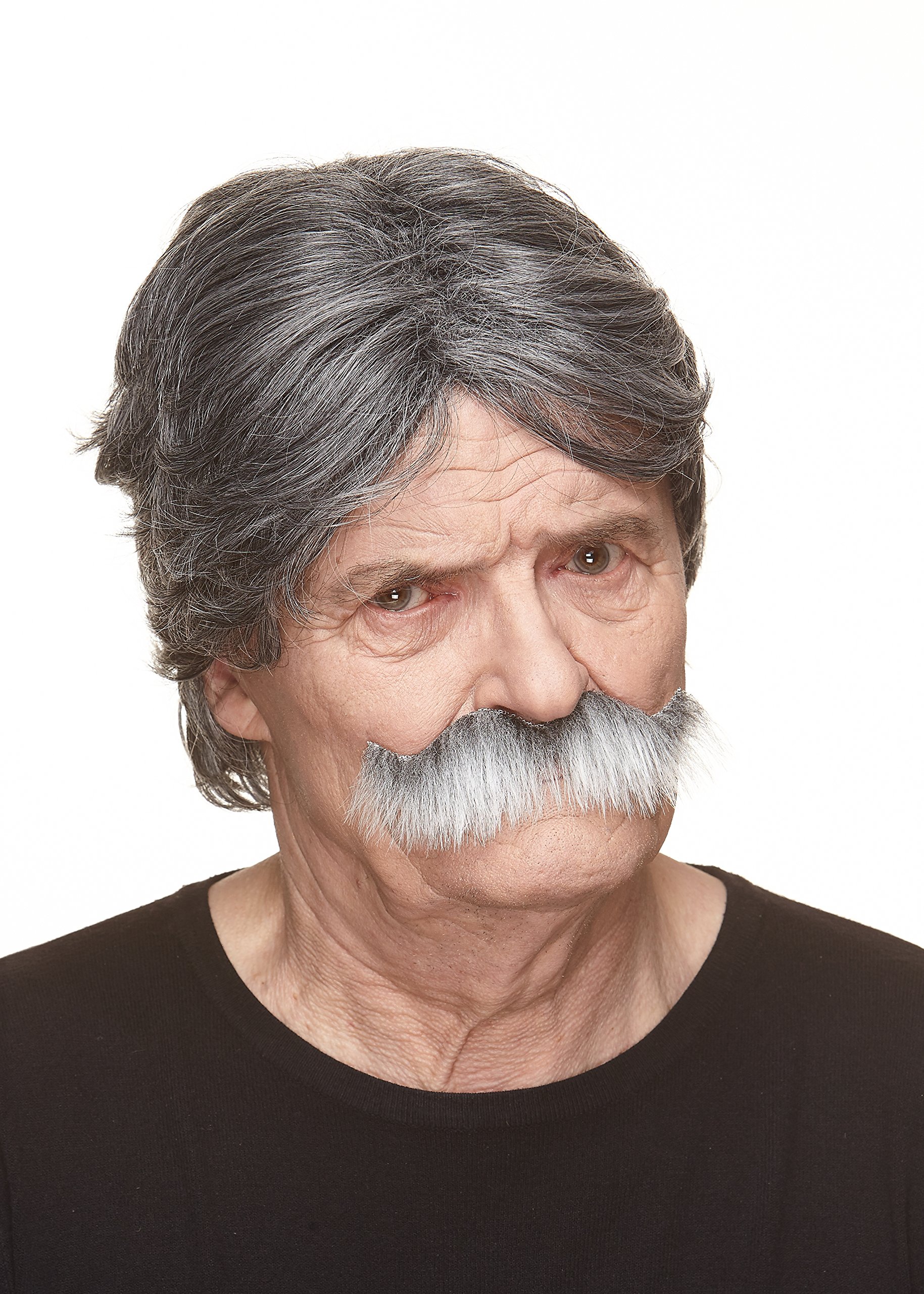 Mustaches Self Adhesive Fake Mustache, Novelty, Rocking Grandpa's False Facial Hair, Costume Accessory for Adults, Gray with White Color - Image 4