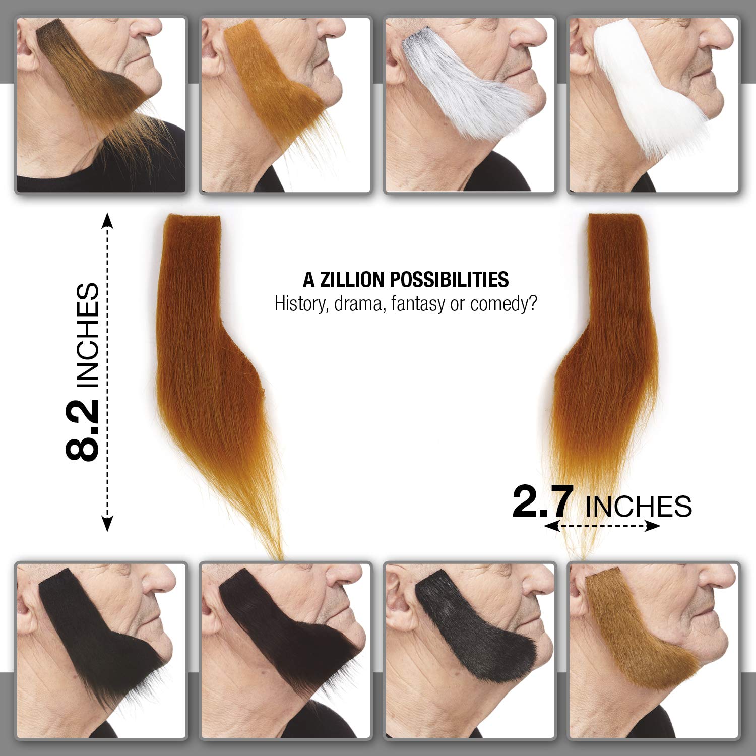 Mustaches Self Adhesive Fake Mutton Chops, Novelty, Sideburns False Facial Hair, Costume Accessory for Adults.Ginger Color - Image 3