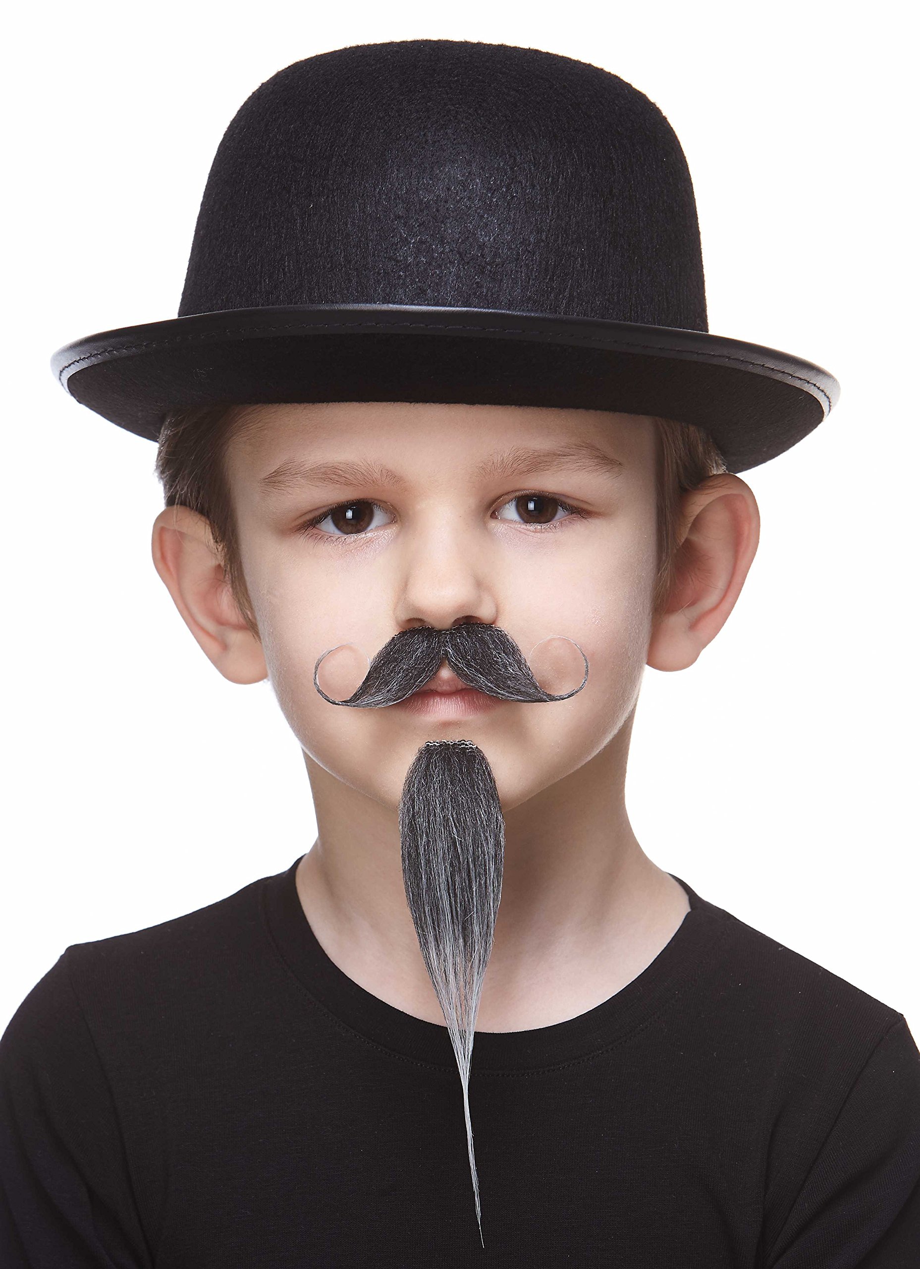 Mustaches Self Adhesive Napoleon III Imperial Fake Mustache and Beard for Kids, Novelty, Small False Facial Hair, Costume Accessory for Children, Salt and Pepper Color - Image 3