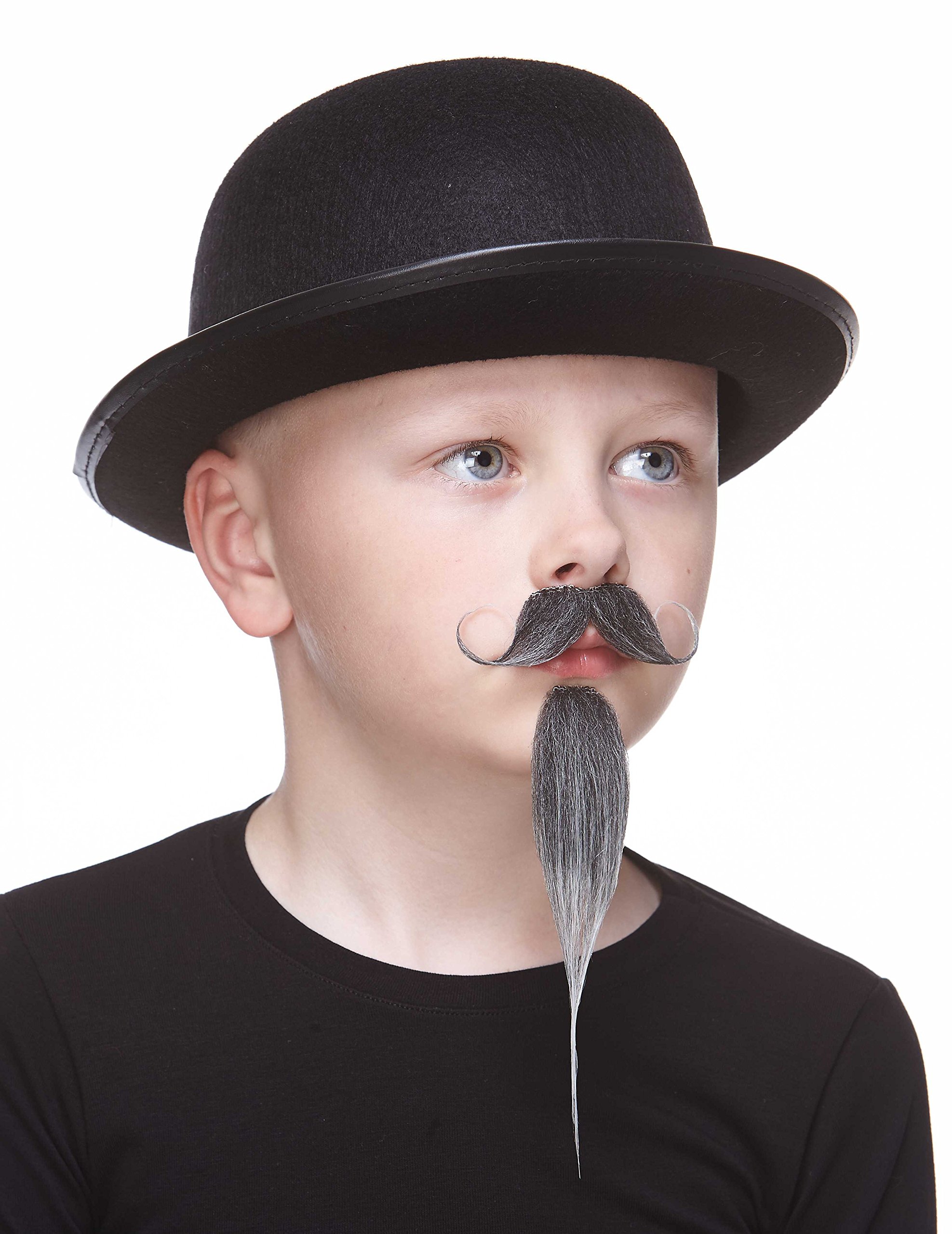 Mustaches Self Adhesive Napoleon III Imperial Fake Mustache and Beard for Kids, Novelty, Small False Facial Hair, Costume Accessory for Children, Salt and Pepper Color - Image 4