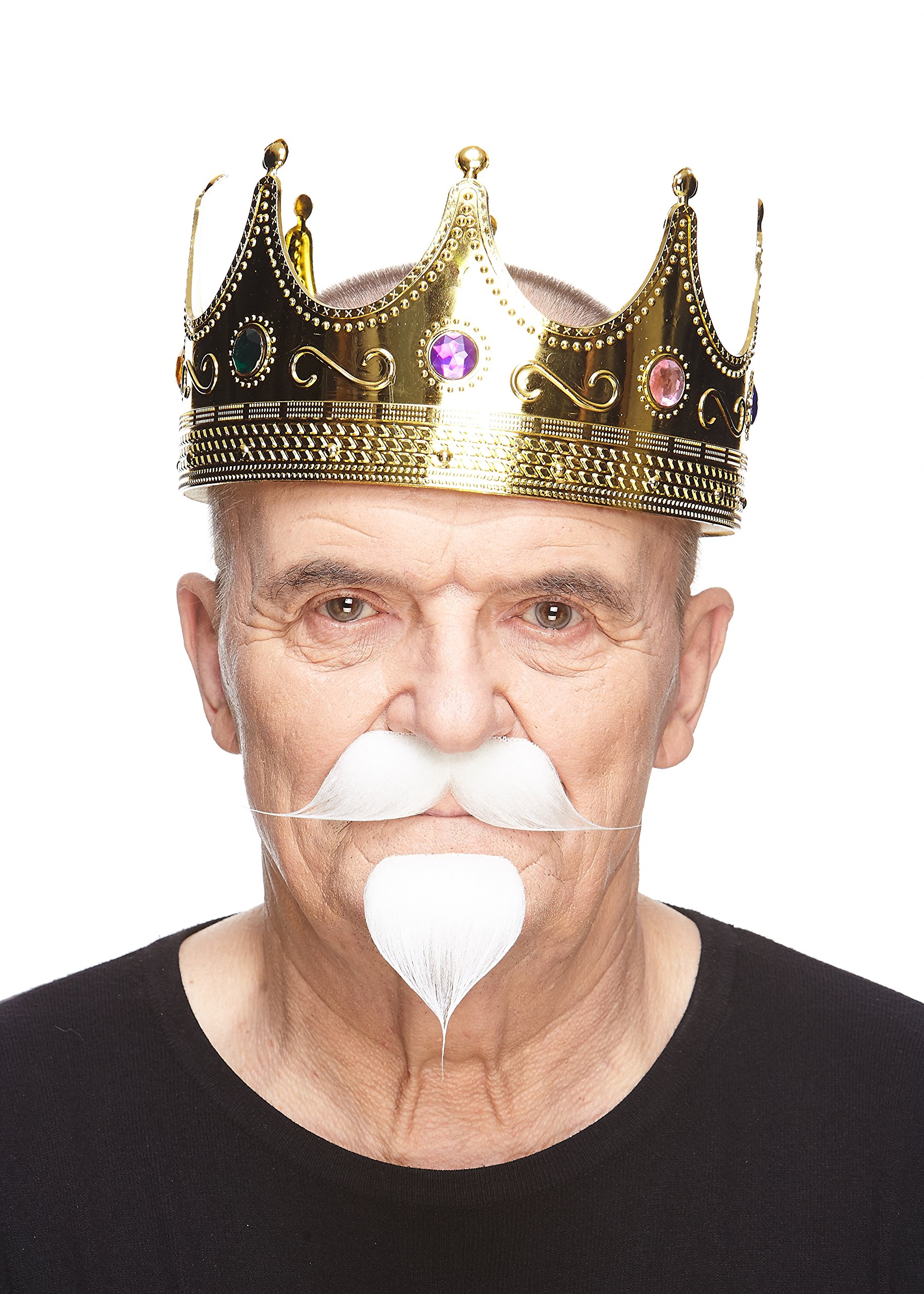 Self-Adhesive Stick On Fake Handlebar Mustache for Adults – Colonel Sanders Costume Accessory for Men by Mustaches(White) - Image 3